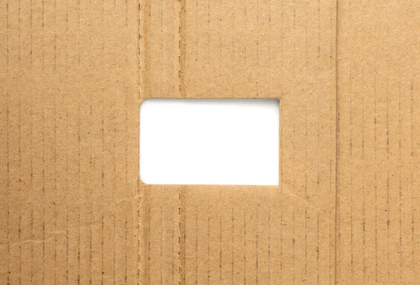 Pozadí Lepenkové Díry Krabička Natržená Kopírovacím Prostorem Papírový Rámeček Kraft — Stock fotografie