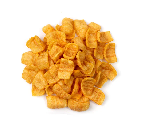 Bacon Chips Haufen Isoliert Blätterteig Chips Blätterteig Mit Gewürzen Knusprige — Stockfoto