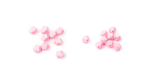 Pink Plastic Bead Set Isolated Beading Craft Accessory Beads Pile — Photo