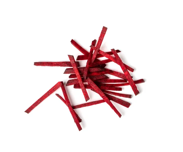 Beetroot Slice Isolated Grated Red Beets Beet Root Sticks Cuts — Stok fotoğraf
