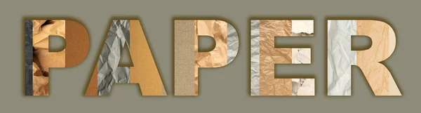 Crumpled Craft Paper Word Wrinkled Sheet Letters Paper Concept — Fotografia de Stock