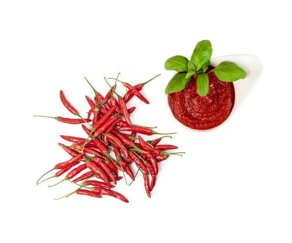 Hot Chili Paste Isolated Spicy Gochujang Red Chilli Pepper Sauce — Fotografia de Stock