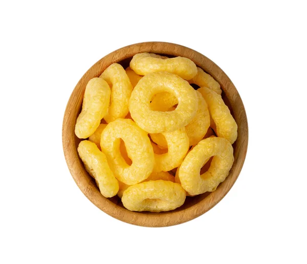 Corn Rings Pile Isolated Cereal Puffs Spices Crunchy Puffed Snacks — Foto Stock