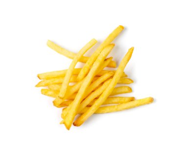 Fransız kızartmaları izole edilmiş. Kızarmış Patates Çubuğu, Altın Patates Çubuğu, Kızarmış Patates Çubuğu, Patates Çubuğu, Parmak Cips, Patates kızartması