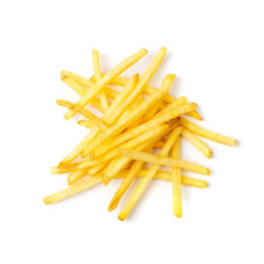 Fransız kızartmaları izole edilmiş. Kızarmış Patates Çubuğu, Altın Patates Çubuğu, Kızarmış Patates Çubuğu, Patates Çubuğu, Parmak Cips, Patates kızartması