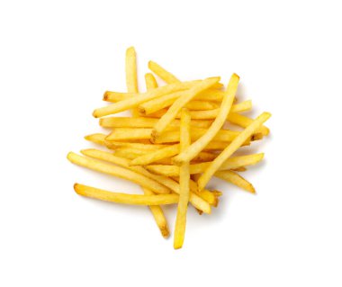 Fransız kızartmaları izole edilmiş. Kızarmış Patates Çubuğu, Altın Patates Çubuğu, Kızarmış Patates Çubuğu, Patates Çubuğu, Parmak Cips, Patates kızartması