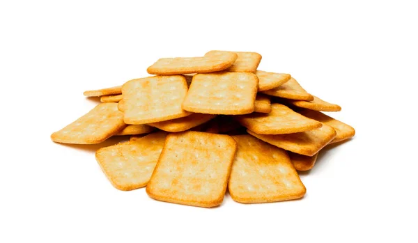 Cracker Pile Isolated Square Biscuits Dry Biscuit Cookies Graham Snacks — Foto Stock