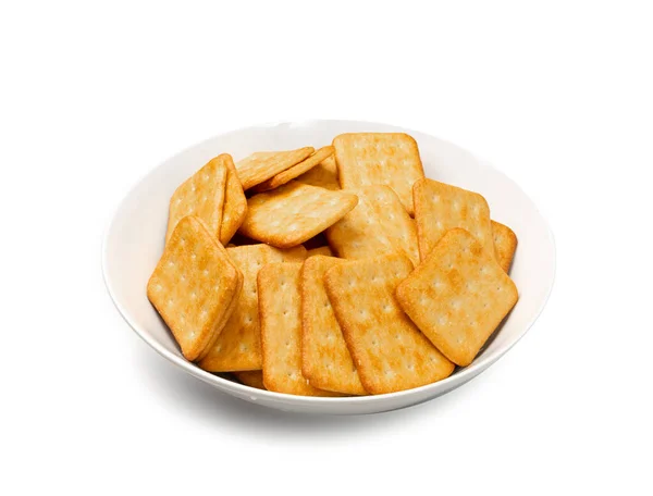 Cracker Pile Isolated Square Biscuits Dry Biscuit Cookies Graham Snacks — Fotografia de Stock