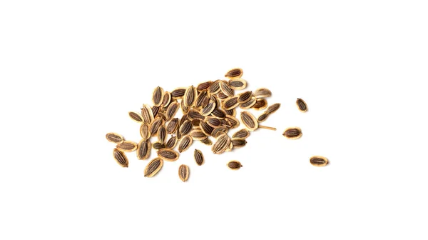 Dill Seeds Isolated Dry Scattered Fennel Seed Indian Spice White — Stock Photo, Image
