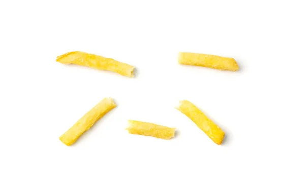 Frietjes Geïsoleerd Gefrituurde Aardappelsticks Met Huid Golden Fries Stapel Geroosterde — Stockfoto