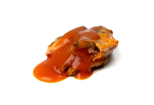 Poisson Sauce Tomate Isolé Hareng Frit Filet Sprat Maquereau Conserve — Photo