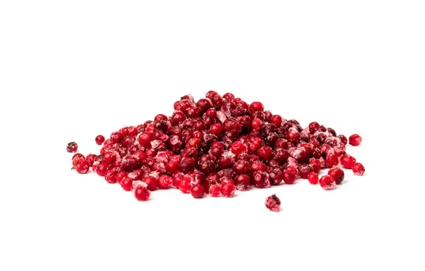 Frozen Cowberry Isolated Iced Lingonberry Pile Frosty Red Berries Frozen — Stok Foto