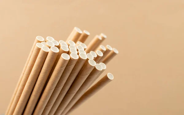 Paper Drink Straw Brown Disposable Drinking Straws Eco Friendly Cocktail — Stock Photo, Image