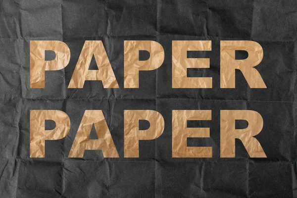Crumpled Craft Paper Word Wrinkled Sheet Letters Paper Concept — Stockfoto