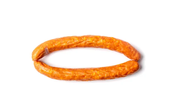 Gerookte Worst Geïsoleerd Jachtsalami Chorizo Wurst Poland Kielbasa Gegrilde Frankfurt — Stockfoto