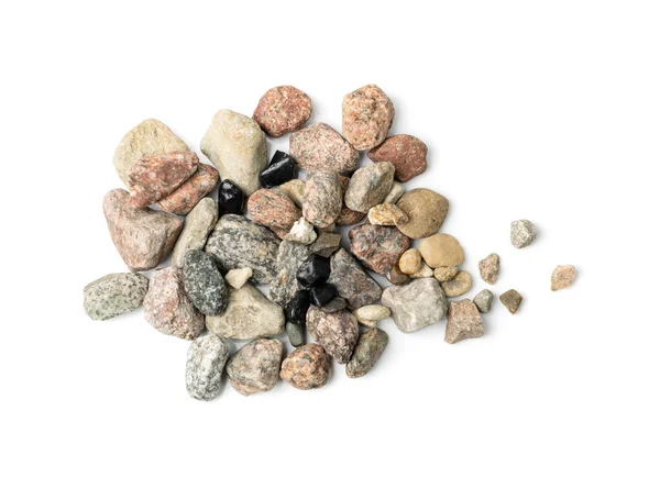 Pilha Seixos Colorida Isolada River Stones Group Basalt Pieces Heap — Fotografia de Stock