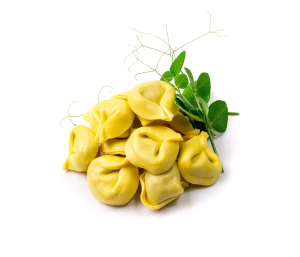 Tortellini Isolated Agnolotti Cappelletti Italian Dumplings Stuffed Pasta Yellow Tortelloni — Stock fotografie