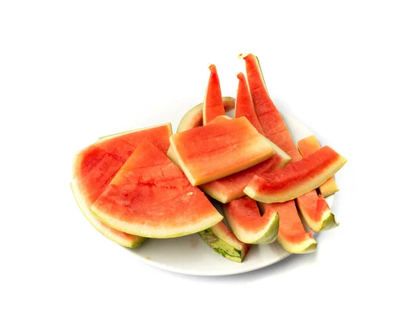 Pile Watermelon Skin Isolated Water Melon Shell Watermelon Peel Bio — Stockfoto