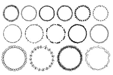 Hand drawn circles. Scribble circle frames, round doodle sketch elements, pencil stroke rings vector illustration