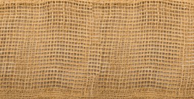 Rustik Çuval Bezi Arkaplan Üst Görünümü. Eski Keten Kanvas Deseni, Metin veya Kopyalama Alanı Yerli Vintage Çuval Kumaşı