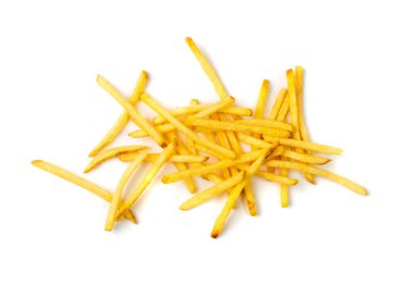 Fransız kızartmaları izole edilmiş. Kızarmış Patates Çubuğu, Altın Patates Çubuğu, Kızarmış Patates Çubuğu, Patates Çubuğu, Parmak Cips, Patates kızartması