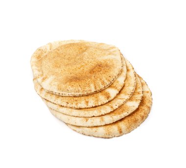 Wheaten Pita Düz Ekmek Yığını izole edildi. Aynı zamanda Pita Ekmeği, Chapati, Naan, Tortilla Yığını olarak da bilinir.