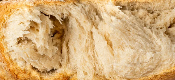 Poröse Frisch Gebackene Textur Hintergrund Nahaufnahme Golden Bread Piece Surface — Stockfoto