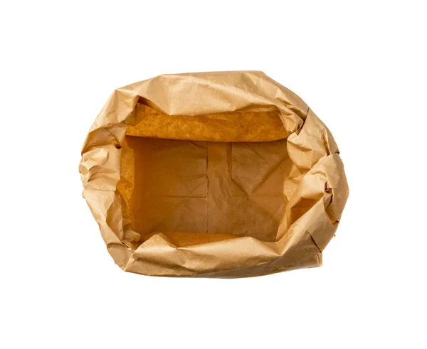 Brown Paper Bag Isolated Crumpled Disposable Ecology Container Wrinkled Paperbag — Foto de Stock