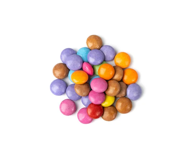 Couleur Petits Bonbons Pile Isolé Dragées Colorées Boutons Chocolat Émaillés — Photo