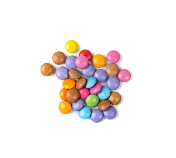 Färg Små Godis Högen Isolerad Färgglada Drakar Flerfärgade Glaserade Choklad — Stockfoto
