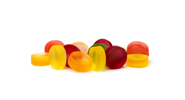 Yuvarlak Şekerleme Yığını Izole Edilmiş Renkli Marmelat Hapları Jelibon Yığını — Stok fotoğraf