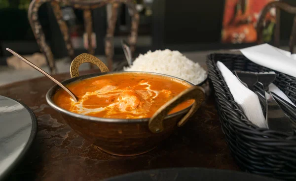 Butter Paneer Masala Macro Shot Cottage Cheese Curry Chicken Korma — Stock Photo, Image