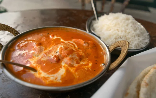 Butter Paneer Masala Macro Shot Cottage Cheese Curry Chicken Korma — Stock Photo, Image