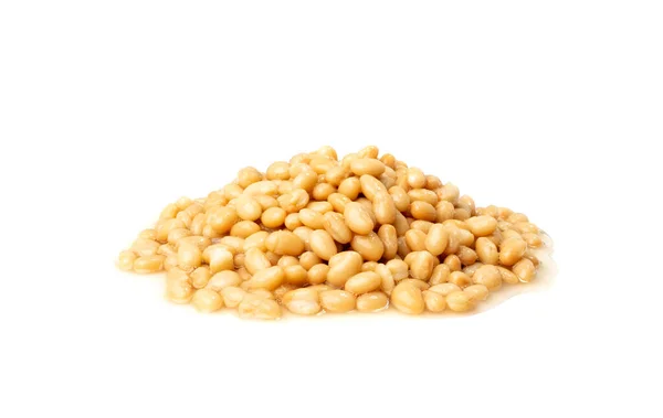 White Kidney Beans Isolated Cooked Cannellini Bean Pile Baked Legume — Fotografia de Stock