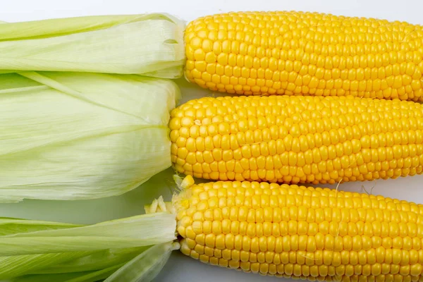 Süße Ähren Textur Hintergrund Maiskolbenmuster Herbst Zuckermais Tapete Maiskolbenattrappe Gelbe — Stockfoto