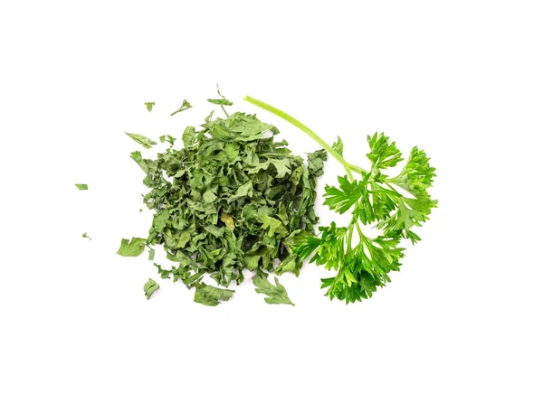 Dry Parsley Pile Isolated Crushed Cilantro Leaves Heap Dried Garden — Stock Photo, Image