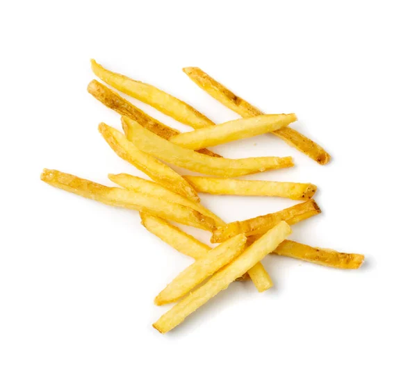 Frietjes Geïsoleerd Gefrituurde Aardappelsticks Met Huid Golden Fries Stapel Geroosterde — Stockfoto