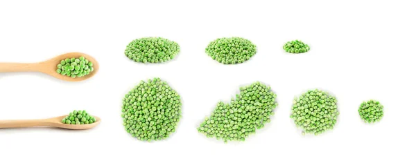 Haufen Gefrorene Süße Grüne Erbsen Set Isoliert Green Pea Piles — Stockfoto