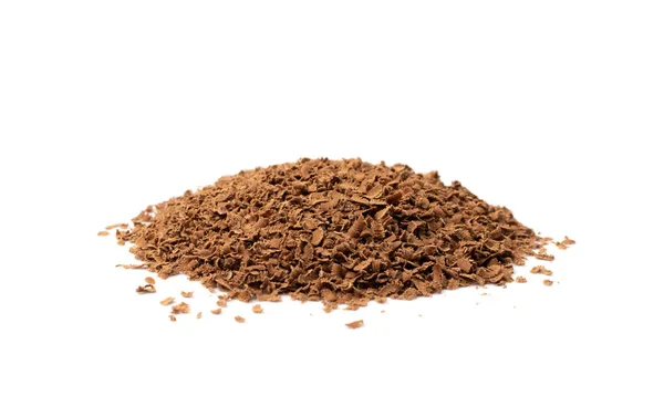Grated Chocolate Isolated Crushed Chocolate Shavings Crumbs Pile Flakes Heap — Stock Photo, Image
