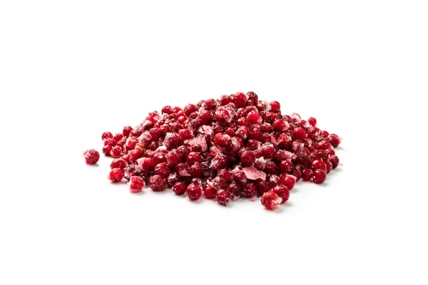 Frozen Cowberry Isolated Iced Lingonberry Pile Frosty Red Berries Frozen —  Fotos de Stock