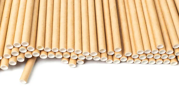 Paper Drink Straw Closeup Brown Disposable Drinking Straws Eco Friendly — Stock Photo, Image