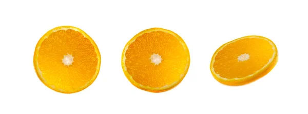 Оранжевые Ломтики Изолированы Цитрусовые Нарезанные Фрукты Сегменты Круга Коллекция Оранжевых — стоковое фото