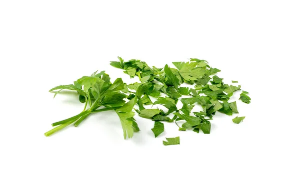 Fresh Chopped Parsley Bunch Isolated Sliced Cilantro Leaves Raw Garden — Stock Photo, Image