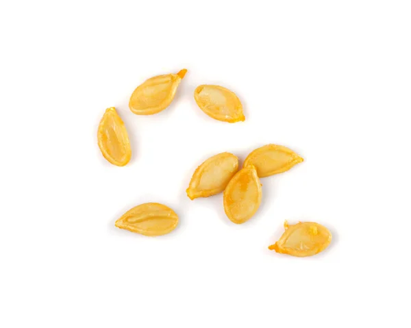 Raw Pumpkin Seeds Pile Isolated Raw Yellow Pepitas Squash Seeds — Stock Photo, Image
