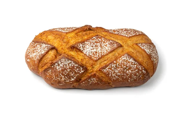Selbstgebackenes Traditionelles Brot Isoliert Rustikales Müslibrot Auf Weißem Hintergrund — Stockfoto