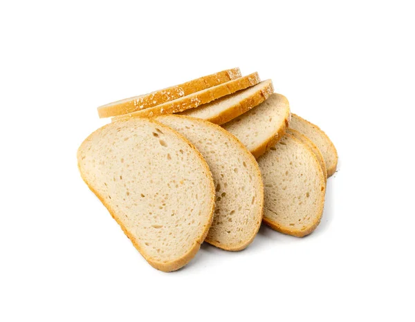 スーパーマーケットパンの葉のスライスを隔離しました 柔らかい白いスライスしたパン 白い背景の葉片 クリッピングパス — ストック写真