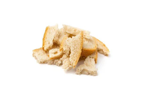 スーパーマーケットパンの葉片隔離 アヒルの読書のための準備ができている砕いた柔らかい白いパン 白い背景に葉片 — ストック写真