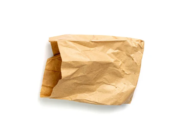 Brown Paper Bag Isolated Crumpled Disposable Ecology Container Wrinkled Paperbag — Foto Stock