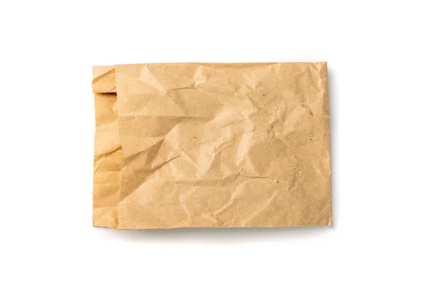 Brown Paper Bag Isolated Crumpled Disposable Ecology Container Wrinkled Paperbag — Foto Stock