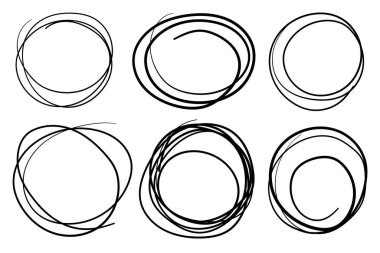Hand drawn circles. Scribble circle frames, round doodle sketch elements, pencil stroke rings vector illustration